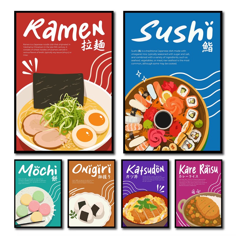 Japanese Food Lifestyle - Pintura em Tela de Comida Japonesa: