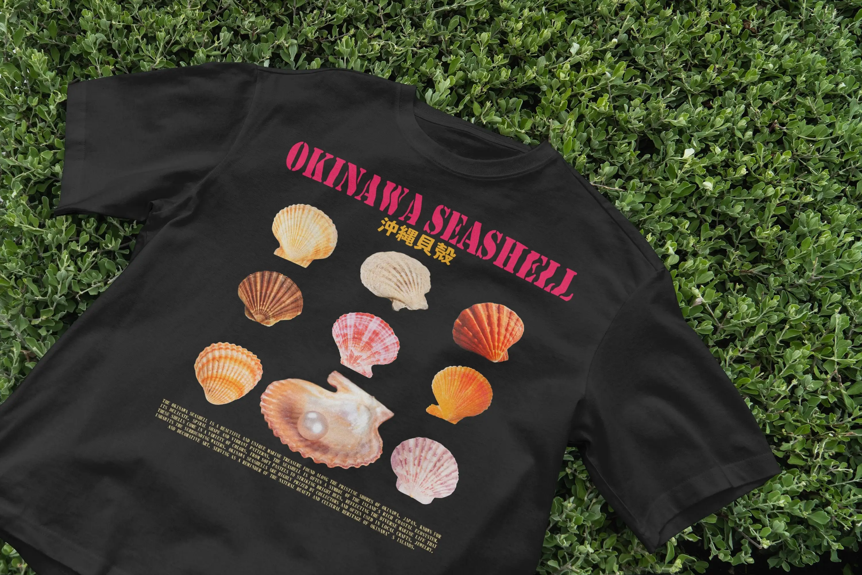 Japanese Man Lifestyle - Camiseta Okinawa Seashell estilo Harajuku, estética